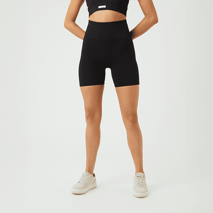 Seamless Ribbed Shorts Sort