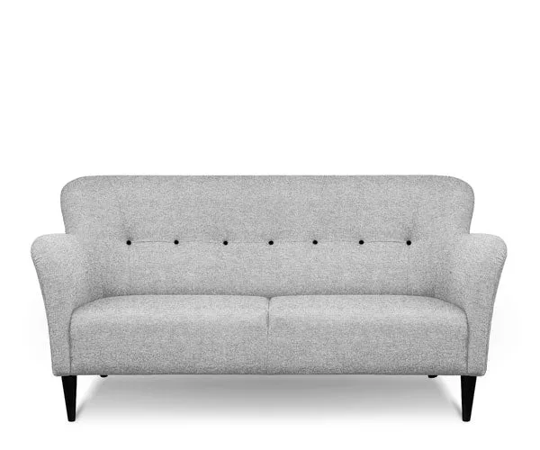 Swedese Nova 2p. Sofa - Med Knapper - Hallingdal - Bøg (Brun Bejdset) / Farve 130 Grå / Sort