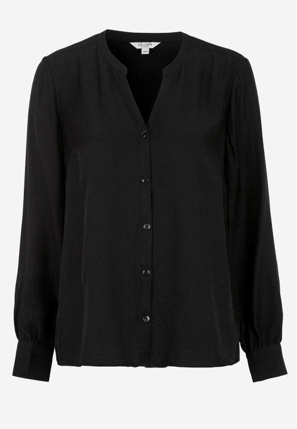 Vævet bluse med knapper