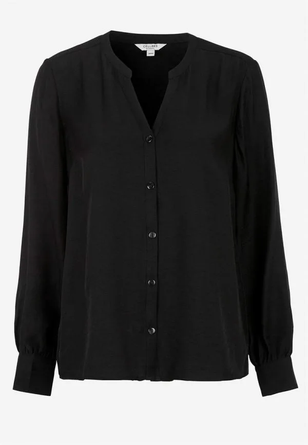 Vævet bluse med knapper