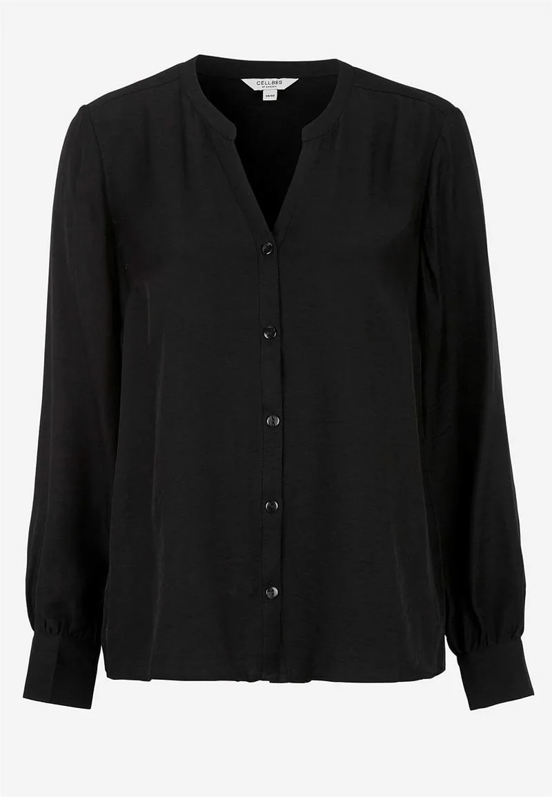Vævet bluse med knapper