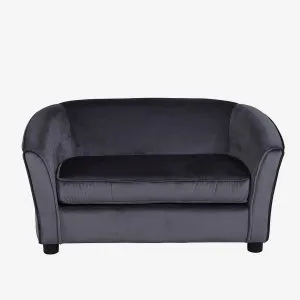Venture Home – Måna Kids Sofa – Black / Dark Grey Velvet – Grå – B⌀rnesofaer & lænestole – – Homeroom