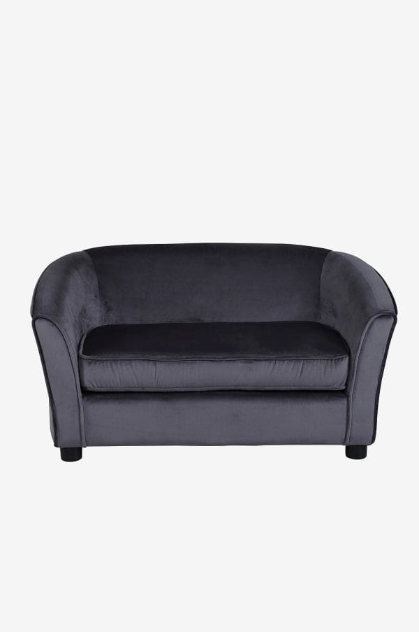 Venture Home - Måna Kids Sofa - Black / Dark Grey Velvet - Grå - B⌀rnesofaer & lænestole - - Homeroom