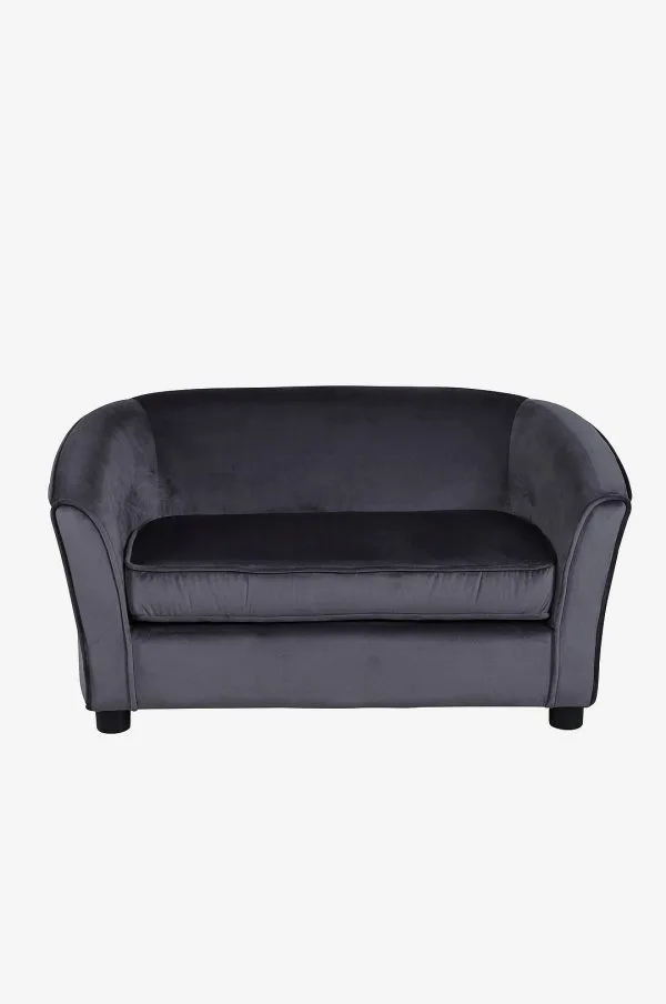 Venture Home - Måna Kids Sofa - Black / Dark Grey Velvet - Grå - B⌀rnesofaer & lænestole - - Homeroom
