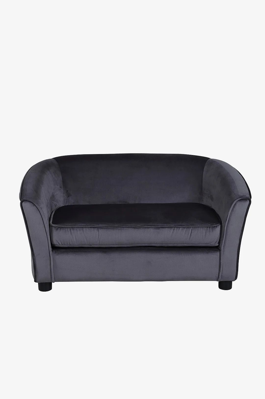 Venture Home - Måna Kids Sofa - Black / Dark Grey Velvet - Grå - B⌀rnesofaer & lænestole - - Homeroom