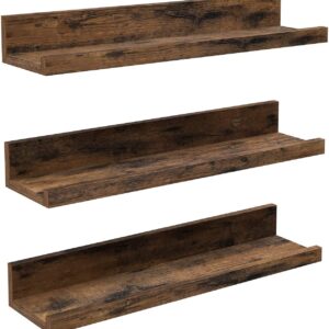 3 x væghylder, retro-look, brun – 5 x 10 x 38 cm