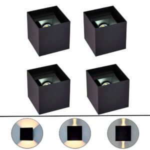 4 stk. Udendørs Væglampe – Facadelampe – Sort – G9 – Up & Down Light