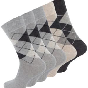 5-pak herre bomuldsstrømper med klassisk mønster 43-46