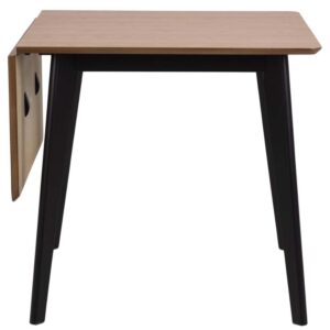 ACT NORDIC Roxby spisebord, m. tillægsplade – natur egefinér og sort gummitræ (80/120×80)