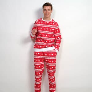 Årets julesweater: Valentinssæt Rød – herre / mænd. Ugly Christmas Sweater lavet i Danmark