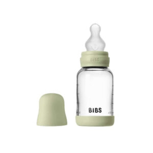 BIBS Bottle – Sutteflaskesæt – Glas – Silikone/Slow Flow/Rund – 120 ml. – Sage