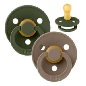 BIBS Rund Colour Sut – 2-Pak – Str. 2 – Naturgummi – Hunter Green/Dark Oak