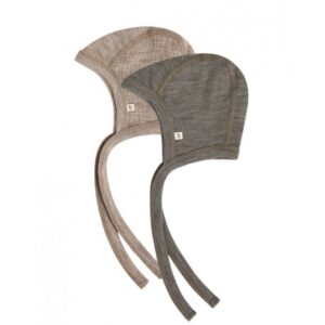 Baby Hjelm Med Snor I 100% Økologisk Merino Uld, Tynd Kvalitet – 1 Lag Stof, 2-pak