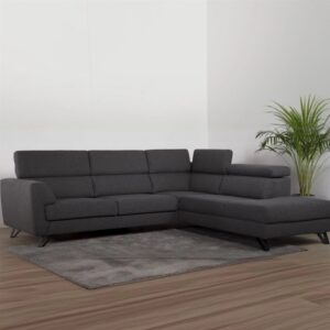 Billund open end sofa | Grå stof m. justerbar nakkestøtte – højrevendt