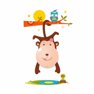 Børnelampe med klistermærker – Abe Motiv – Væglampe – AAA Batterier