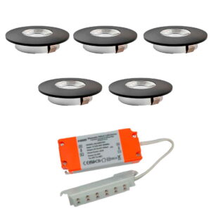 CABI Møbelspot 5 stk. inkl. Driver & Fordeler – LED – Dæmpbar – Sort