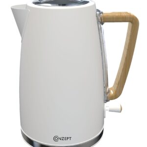 Conzept Elkedel i hvidt stål m. træhåndtag 1,7L