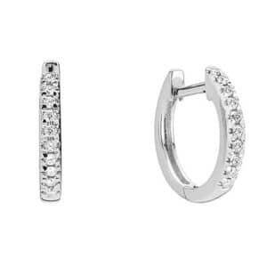 Creoler i 14 kt. Hvidguld med Diamanter – 0,10 ct.