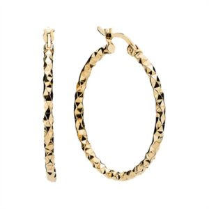 Diamantskåret Creoler i forgyldt Sølv – 25 mm