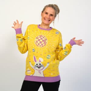 Disco Påskesweater LED Gul – dame / kvinder