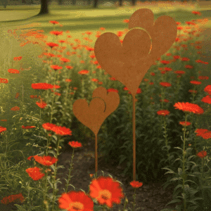 Dobbelte hjerter på spyd | 2 størrelser i sættet