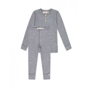 DrengeÂ­sæt I 100% Merino Uld, Oeko-texÂ®, Langærmet T-shirt & Leggings,1×1 Rib