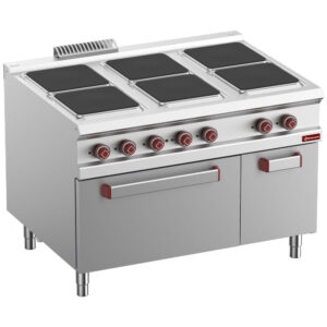 El-komfur med 6 plader på elektrisk ovn GN 2/1, neutralt lukket skab