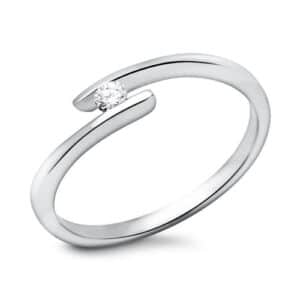 Forlovelsesring i 14 kt. Hvidguld med Diamant – 0,05 ct. – Str 54