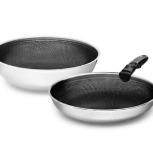 Frying pan with detachable handle 2-pc wok set