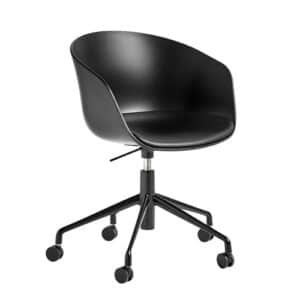 HAY Kontorstol AAC52 – Sort med Sort Lædersæde