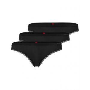 HUGO 3pak microfiber thongs m. blonder i sort til kvinder