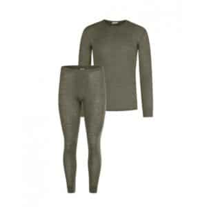 Herresæt I 100% Merino Uld – Langærmet T-shirt Og Longjohns 1×1 Rib