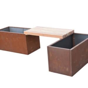 Højbede i corten med bænk | 80 x 40 x 40 cm