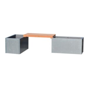 Højbede i galvaniseret stål med bænk | 80 x 40 x 40 cm