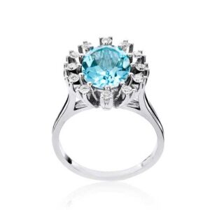 Hvidguldsring i 14 kt. Hvidguld med Topaz og Diamanter – 0,36 ct.