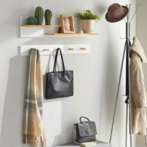 Knagerække med væghylde, skandinavisk look, væghylde: B90 x H20 cm, knagerække: B90 x H10 cm