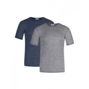 Kortærmet T-shirt Til Herre I 100% Merino Uld, 1×1 Rib, 2-pak
