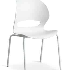 Linea spisebordsstol – hvid PVC og hvid metal