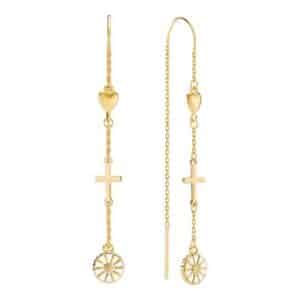 Lund Marguerit Ørehænger i forgyldt Sølv med Tro Håb og Kærlighed