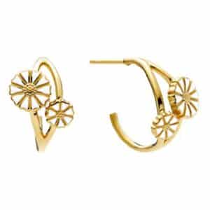 Lund Marguerit creoler i forgyldt Sølv med 2 Margueritter -14 mm