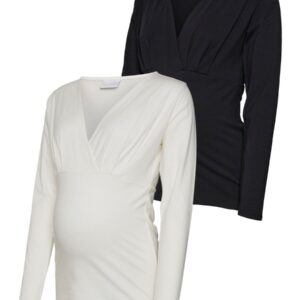 Mamalicious langærmet graviditets – og amme – top, sort og hvid (twin – pack), MLEmma – Mamalicious – Amme – top – Buump