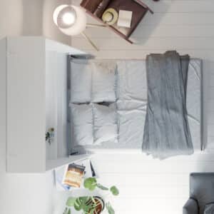 NORDIC skabsseng, høj model 140×200 cm – farve Skab: Hvid, Front: Hvid