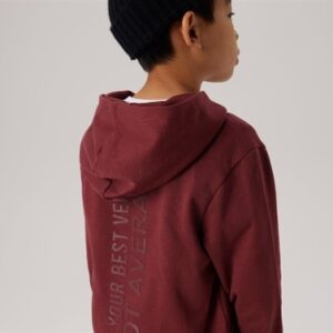 Name It Sweatshirt New Maroon Med Hætte Og Tekst Print – Str. 11-12y 146/152cm