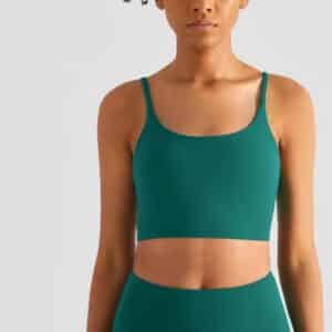 Nordic-wellness Cropped Top & Leggings – Dark Mint – M