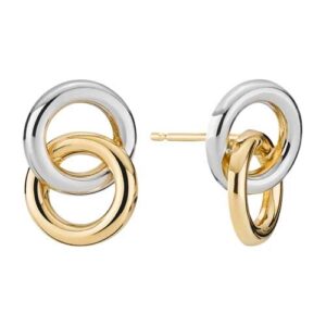 Ørestikker i 9 kt. Guld og Hvidguld med Ringe – 10 x 8 mm