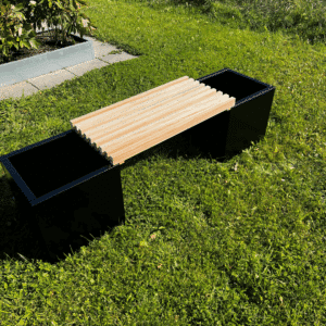 Plantekassesæt med bænk i sort | 40 x 40 x 40 cm