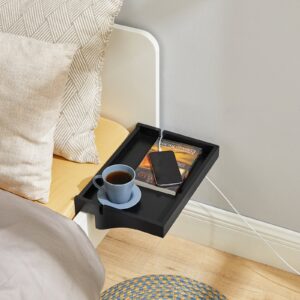 Sengebord med klemme til sengekanten, B36 x D25 x H9 cm, sort