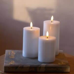 Sia LED bloklys genopladelig Ø7,5 X 10-15-20 cm 3stk