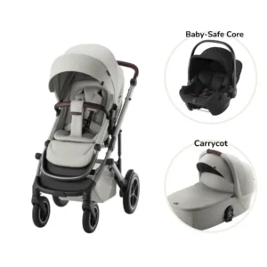 Smile 5Z lux inkl. liggedel og Baby-Safe Core autostol – linen grey/space black
