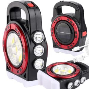 Solcelledrevet Genopladelig LED Lygte med Powerbank